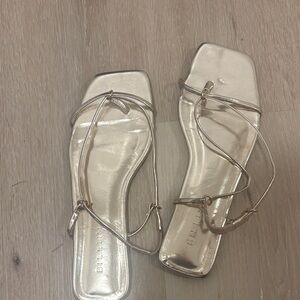 Billini Metallic Strappy Flat Sandals - Gold